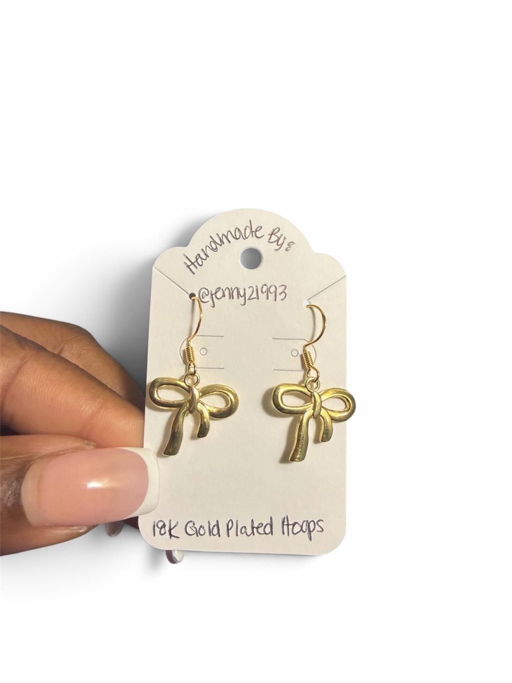 New! Jenny’s Handmade Gold Bow Earrings- 18k Gold Plated Hoops